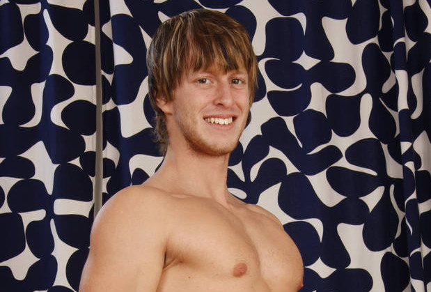 Cute male model shows his erect penis